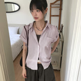 Shating サマーロールアップカブラポケット半袖シャツ