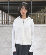 D Logo Star Stud Knit Hood ZIip Vest_Cream