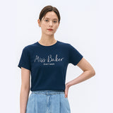 Miss Baker エンボニードルTシャツ ネイビー