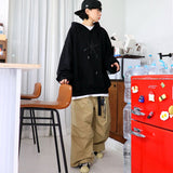 wide-parasuit buckle pants