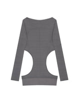 Curved Cut Layered Tee / Charcoal