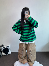 ジッパーカーゴ🤐キーリングカーゴバルーンオーバーパンツ 🧸🧇🩶🖤4カラー