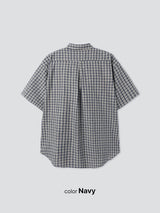 No.1291 nerd check half SHIRT (4color)