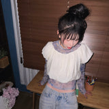 (2color) Shirring Pumpkin Crop Blouse