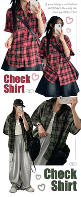 Mondel レトロチェッカード半袖シャツ