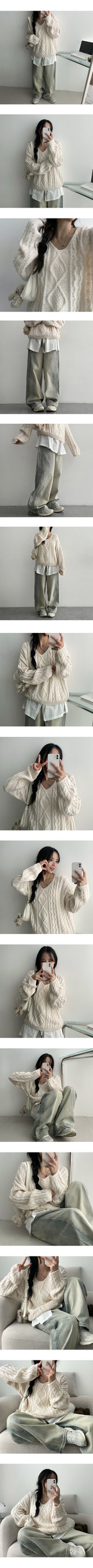 [High quality!] ツイストドアVネックシックウールニット (5 colors) 8% ウール!