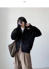 Shaggy Angora Knit Zip-Up