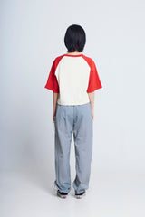 サイクルプリントラグラン ½Tシャツ (red/ivory)