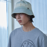 Vintage Bleaching Denim Bucket Hat (Light Blue Denim)