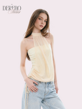 Shine halter chiffon blouse tube top