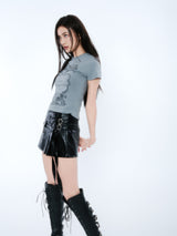 PLEATES WRAP SKIRT [BLACK]