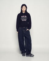 25FW WOMAN ハンドスケッチクロップフーディー ブラック