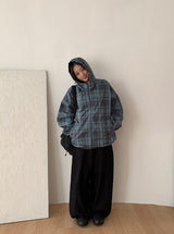 [unisex] キャンバーチェックフードウィンドブレーカー