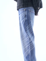 ICE BLUE HOT-FIX RHINESTONE CRINKLE WHISKER BOOTCUT JEANS