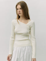 CUT OUT RIBBON KNIT IVORY