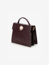 LAZEL MINI CROC ショルダーレザーバッグ / Wani Burgundy