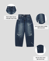 Part Blue Wash Distressed Denim