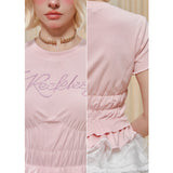 [GirlyFancyClub] カラフルウォーターダイアモンドプリーツウエストTシャツ