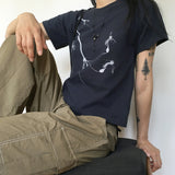 Potal stitch color combination nylon two-way cargo long wide jogger pants