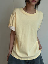 フェイク レイヤード アーム スナップ オーバーサイズ Tシャツ 6カラー