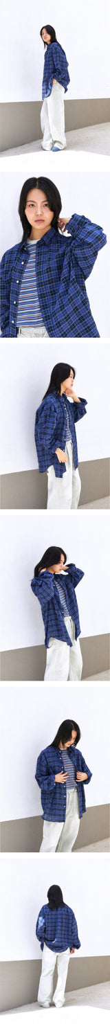 ALARM ONE POCKET CHECK SHIRT_BLUE