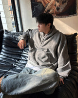 Fleece Henley Neck Pigment Hoodie