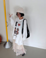 Cancan see-through see-through long skirt