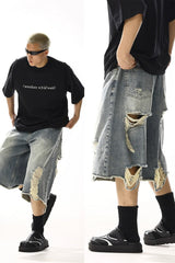 Vintage Washed Distressed Cropped Jeans