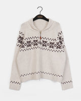 Rompo Snowflake Nordic Two-Way Collar Knit Zip-Up