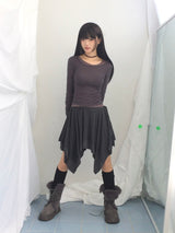 stripe ribbonline wave skirt