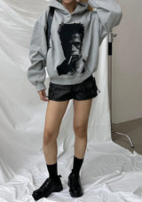 [Unisex] クロッププリンティングフードTシャツ(3color)