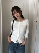 26SS★ [MADE] Lion Dot Round Three Quarter Sleeve T-Shirt Cardigan