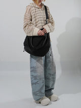 (UNISEX) Mesh Stripe Cropped Zip-up Knit