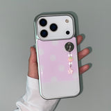 [MADE] BERRY DOT PHONE CASE PINK (epoxy silver bumper)