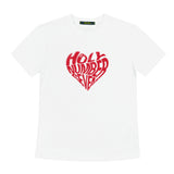 ハートグラフィックスリムフィット半袖Tシャツ_ホワイト&レッド