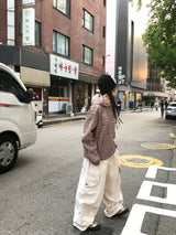 Unisex Creamy nylon multi cargo pants