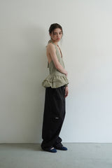 Gingham halter blouse_khaki
