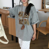 トーストプリントオーバーサイズルーズフィットサマー半袖Tシャツ 2 Colors