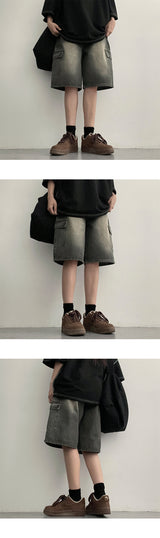 [S~XL] Romber Washing Cargo Denim Shorts