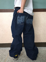 Vintage Back-Printed Denim Pants