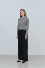 LOGO MIX UNBALANCE HALF ZIP-UP TOP - GRAY