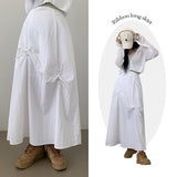 Chining ribbon eyelet ribbon rustling back banding long skirt