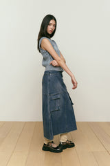 CHERRY CAP SLEEVE KNIT VEST [SKY]
