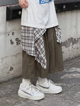 check layered cotton shorts