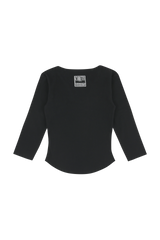 C 90S ラインスリットネックTシャツ_ブラック