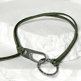 Suede string lettering bracelet_khaki