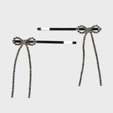  CANDY STONE LONG BOW HAIR CLIP SET (5 COLOR)