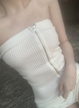 Doppen Zipper Tube Top (white)