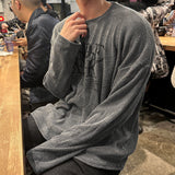 LMN ハイドオーバーサイズフィットピグメントニットロングスリーブ Tシャツ (3 colors)
