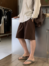 [ LOOKPLE x LEBELMENT ] クールピンタックリネンワイドショーツ